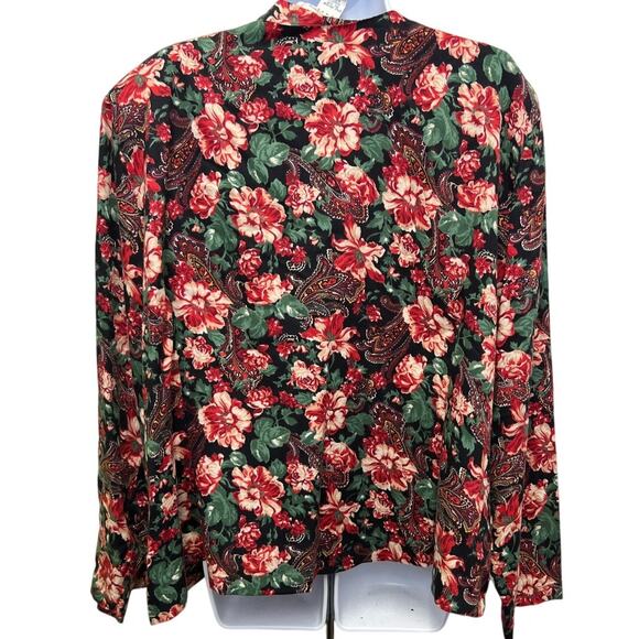 Worthington Floral Paisley Button Down Blouse 24W Made in USA - Picture 3 of 4